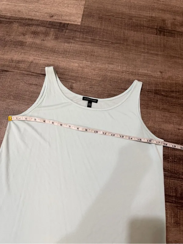 EILEEN FISHER 100% Silk Stretch Jersey Scoop Neck Tank in Pale Blue - Image 6