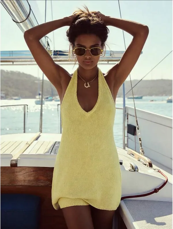 SHEIN yellow halter tank and short cover-up set - Image 4