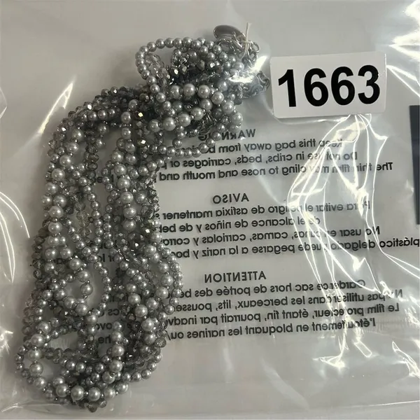 Loft Multi-Strand Gunmetal Tone‎ Necklace Simulated Pearls Rhinestones - Image 10