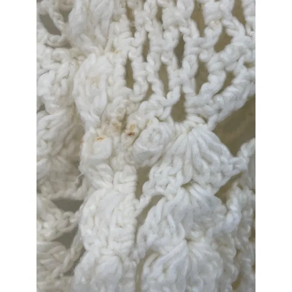 Vintage Pineapple Crochet Shawl Fringe Wrap Ivory Boho Festival One Size - Image 13