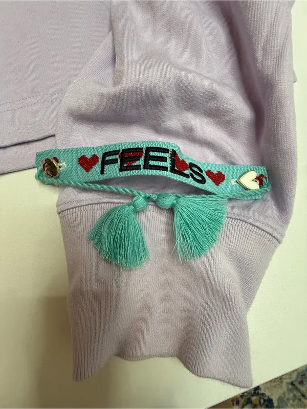 Alice + Olivia Lavender Cropped Hoodie with Orange 'LOVE' Graphic size M - Image 8