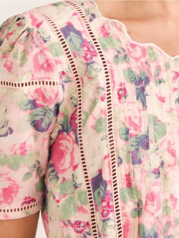 LoveShackFancy Mavis Floral Mini Dress - Pink & Lavender - Image 4