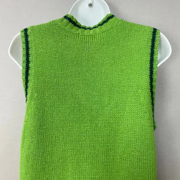 90s Northern Reflections Sweater Vest Womens Large Green Blue Button Up Knit‎ - Image 5
