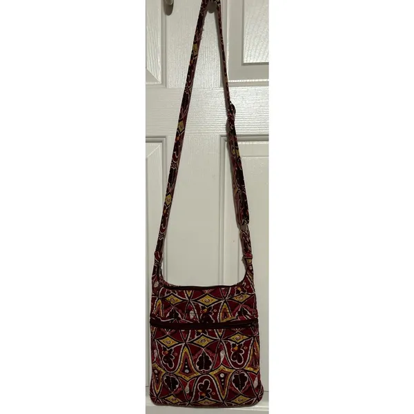 Stephanie Dawn‎ Floral Burgundy Yellow Crossbody Bag Adjustable Strap - Image 3