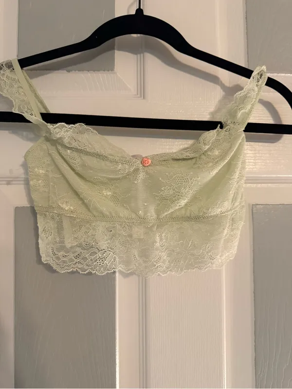 Urban Outfitters Just Peachy Green Lace Off-Shoulder Bralette - Image 2