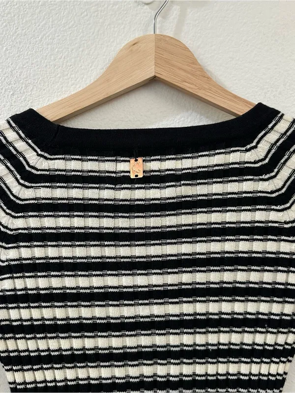 For Love and Lemons Knitz Cropped Striped Sweater Size Small - Image 7
