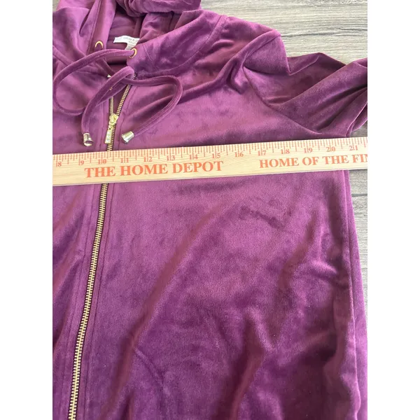 Cable & Gauge Studio Purple Velour Tracksuit Set Zip Hoodie Joggers Womens Med - Image 5