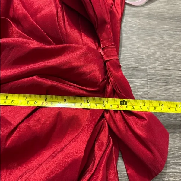 Cindy Strapless Red Satin Cocktail Dress Bow Detail XS - Image 8
