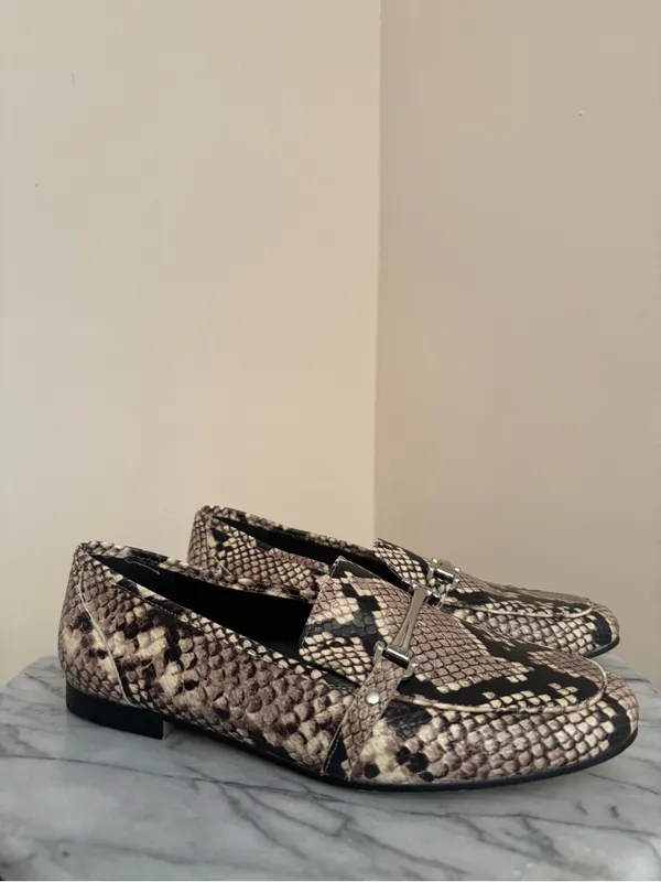 ALDO Snake Print Leather Loafers Women’s Size 9 Horsebit Slip On Flats - Image 2