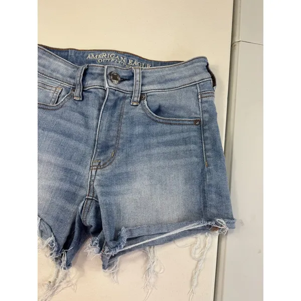 American‎ Eagle Outfitters Denim Shorts Womens Size 0 Light Wash Frayed - Image 3