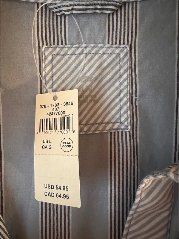 NWT Aerie Oversized Button Down Shirt Cotton Blue Striped Women’s Large - Image 7