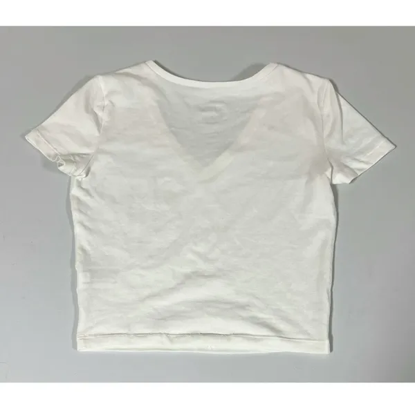 Wild Fable White Solid V-Neck Short Sleeve T-Shirt Top Blouse Tee Size S 🤍 - Image 4
