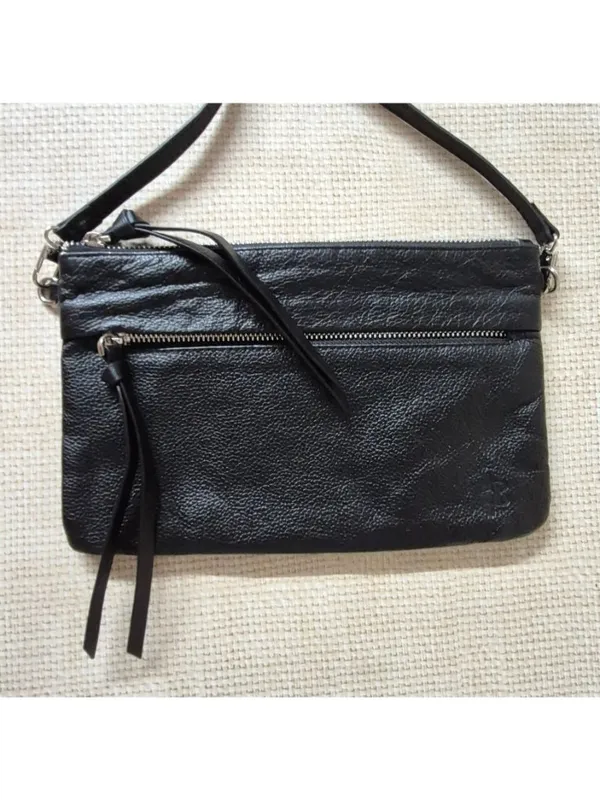 Handbag Butler Black Leather Mighty Purse Crossbody Bag Minimalist Closet Staple - Image 6