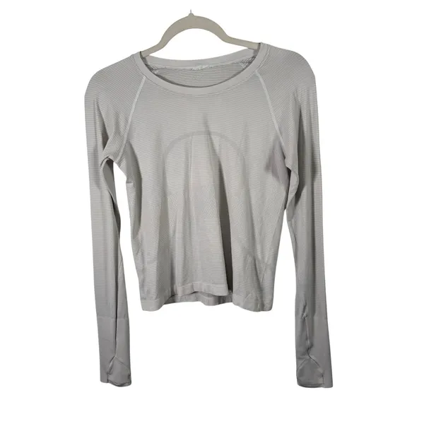Lululemon Swiftly Tech 2.0 Long Sleeve Shirt White Race Length Gym Womens‎ 6 - Image 2