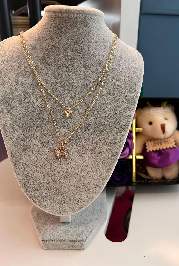 Gold Plated Butterfly Necklace - Image 2