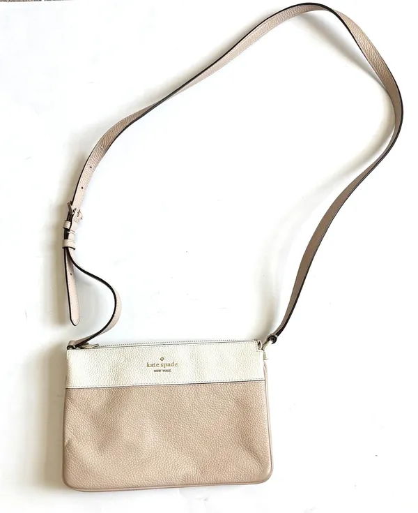 Kate Spade Soft Leather Shoulder Crossbody Purse Handbag Cream Pink 10"x7"x4" - Image 2