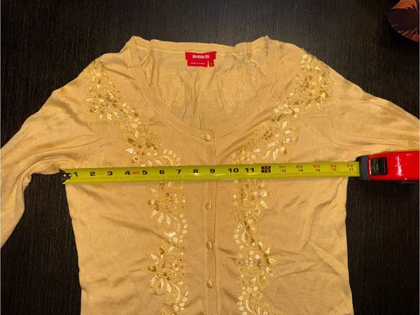Vintage Dorothee Bis Silk/Cotton Butter Yellow Embroidered Cardigan Grandmacore - Image 4