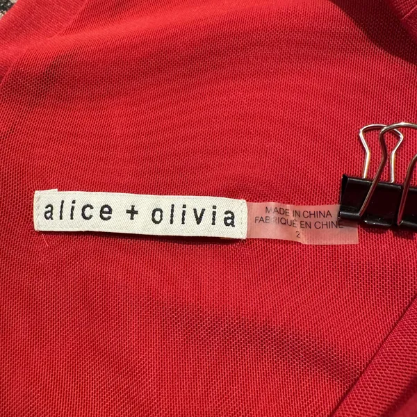 NWOT Alice + Olivia Dress Fiona Minimalist Classic Cocktail Bodycon Boho Red 2 - Image 2