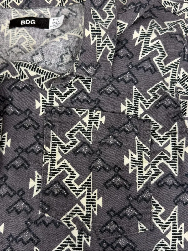 BDG Urban Outfitters Aztec Western Flannel Shirt Gray Cotton Women M - Image 2