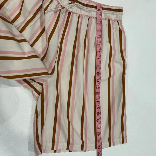 Anthropologie Striped Pull On Shorts Medium Pink Brown Casual Summer Shorts - Image 6