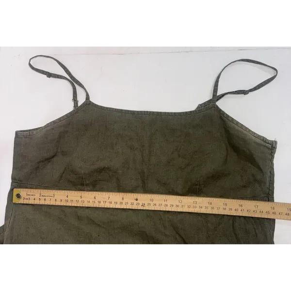 Abercrombie Fitch Vintage Y2K 90s Layering Babydoll Linen Military Green Dress M - Image 9