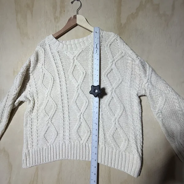 Princess Polly Women's S/M Cream Cable Knit Chunky Oversized Pullover Sweater - Image 5