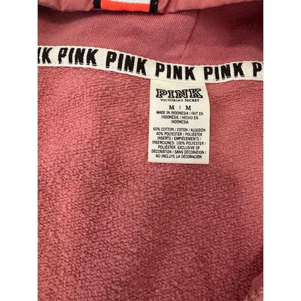 Victoria's Secret Love Pink Women's‎ Zip Hoodie Jacket Size M Pink - Image 3