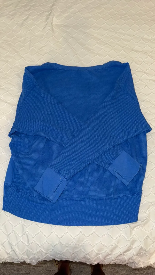Offline by Aerie Blue Waffle Knit Long Sleeve Shirt - Image 3