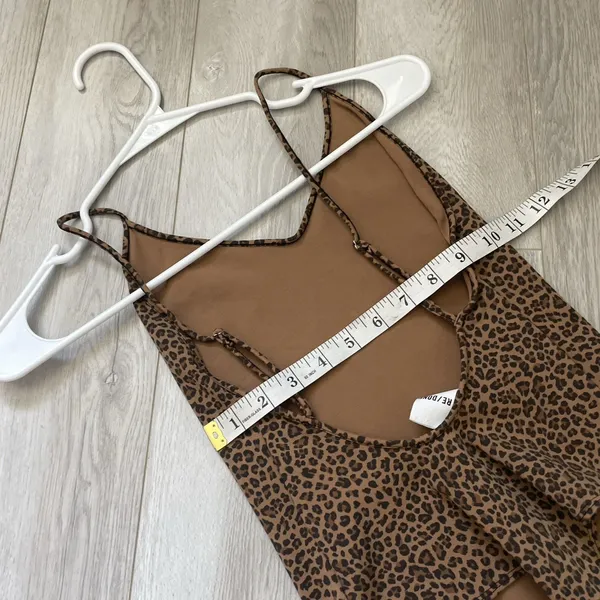 Re/Done Cami Bodysuit cotton leopard print backless womens Brown small going out - Image 5