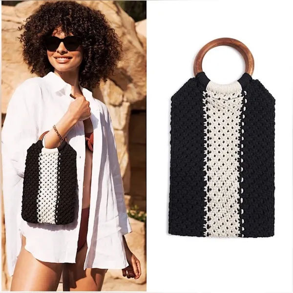 Laude‎ The Label Gabby Black Cream Macrame Bag - Image 2