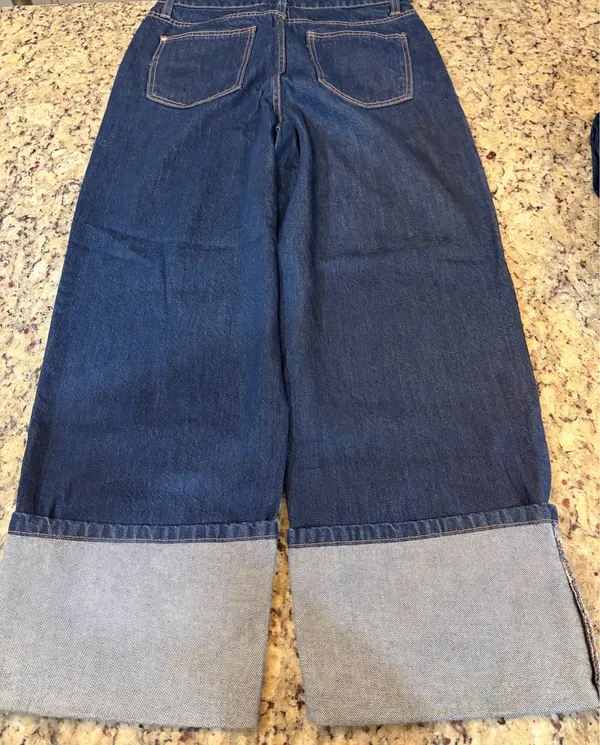 Kate Spade Cuffed Wide Leg Blue Denim Jeans - Image 4