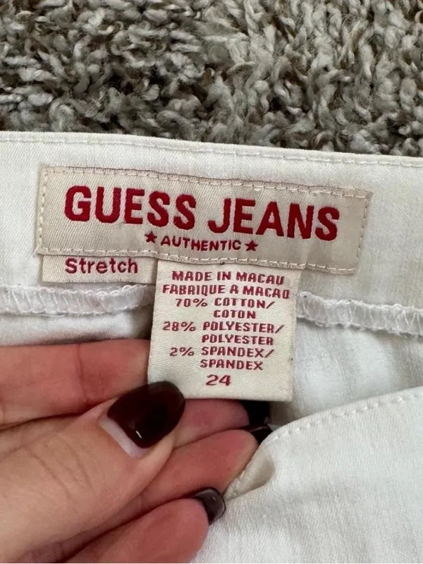 Vintage Guess White Y2K Lowrise Jeans 24 - Image 4