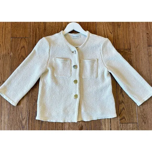 Maria Bellentani ladylike gold button cardigan sweater small - Image 3