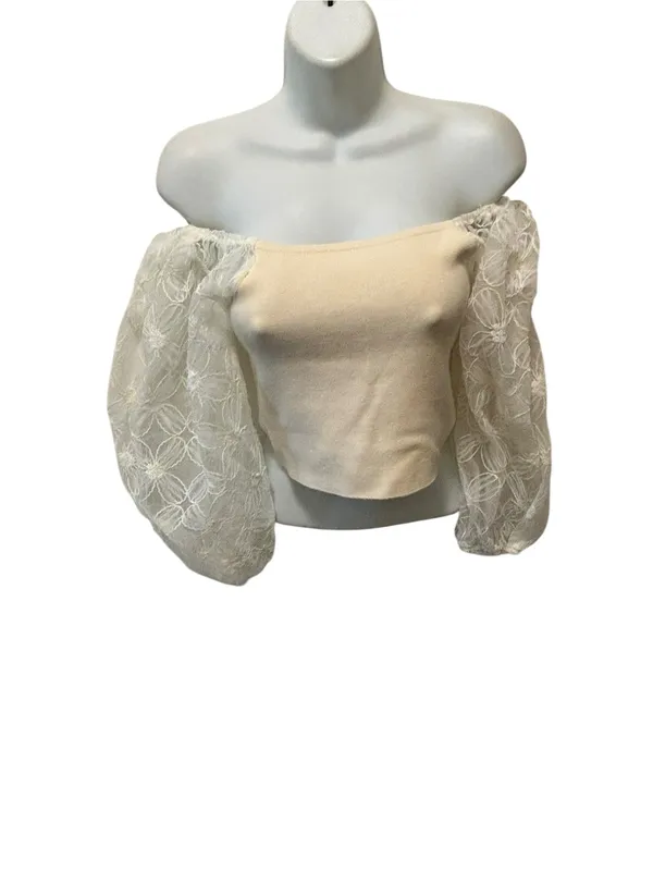 Cloud Ten Lace Puff Sleeve Cropped Sweater Sz L Whimsigoth Witchy Romantic NEW - Image 4