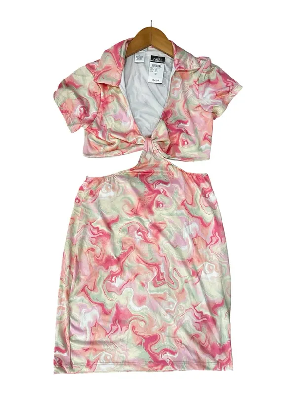 🌸Rue21 Pink boho Marble Swirl Cutout Mini Dress – Size M - Image 2