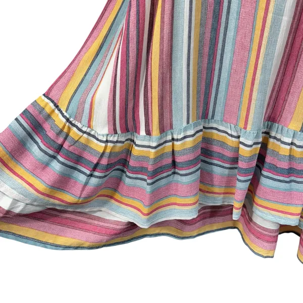 Umgee Large A-Line Mini Dress Striped V-Neck Lined Sleeveless Ruffled Multicolor - Image 3