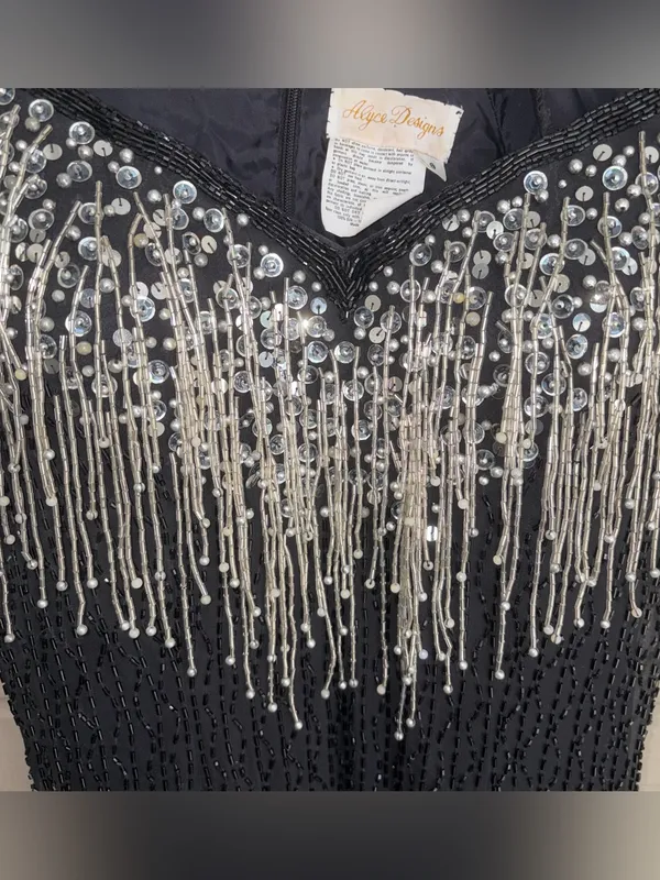 Alyce Designs Cascading Beads Formal Maxi Dress Gown 8 - Image 2