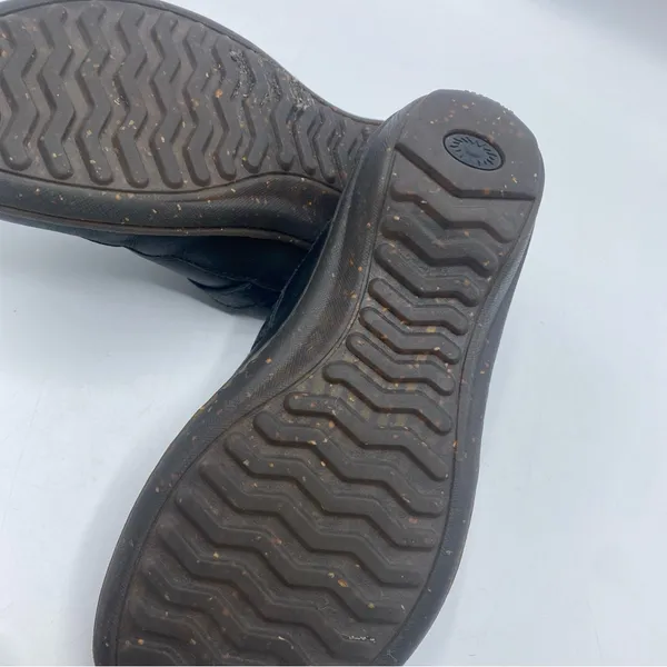 UGG Leather Clogs Mule F8910E Slides Heel Fur Lining USA 7 Snap Detail Rubber - Image 3