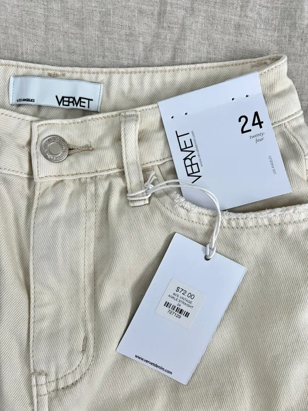 Vervet Distressed Crop Ivory Jeans - Image 5