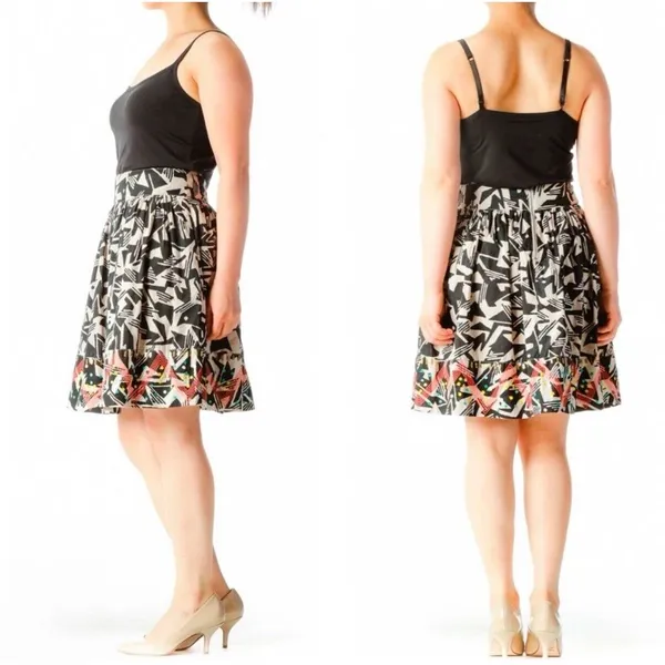 Anthropologie | Odille Abstract‎ Sequin Skirt | A-Line | 6 | Embroidered Lined - Image 2