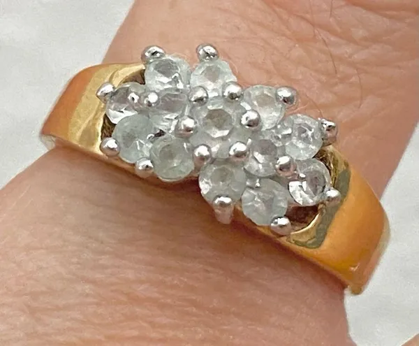 Vintage 18KGE Gold Electroplated CZ Cocktail Ring Size 8 - Image 5
