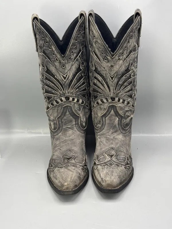 Laredo Stevie Western Boots Womens 6 Gray Intricate Cutouts Cowgirl Horse 52120 - Image 3