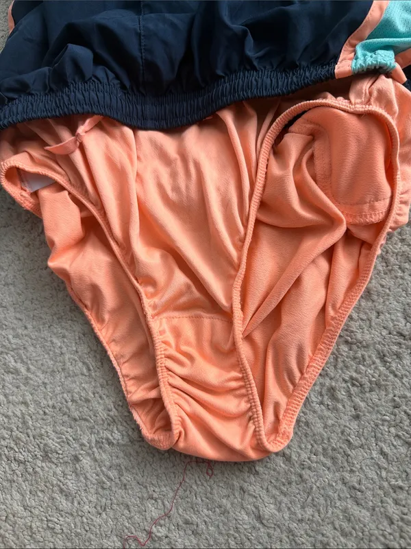 Nike Women's Navy Athletic Shorts with Aqua Panels and Coral Trim - Image 3