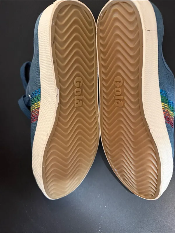 Gola‎ Coaster Rainbow Stitch Denim Multi Canvas Vegan Sneakers Womens Size 8 - Image 8
