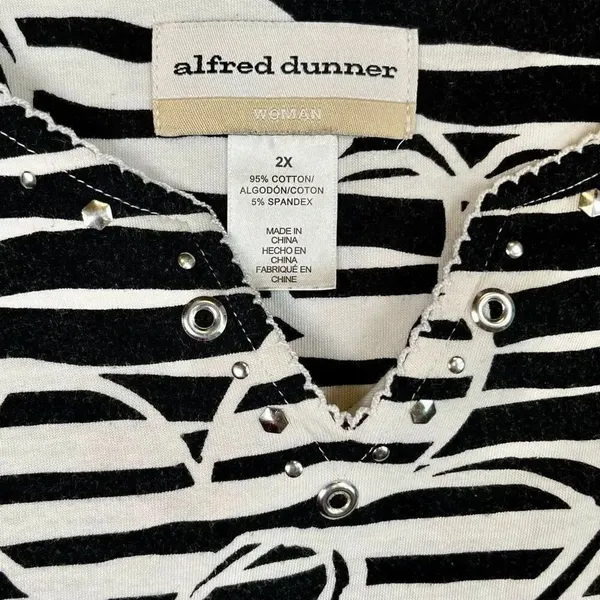 Alfred Dunner Striped Floral Short Sleeve Blouse 2X - Image 7