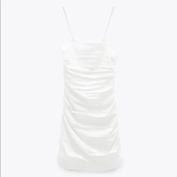 NWT ZARA Mini Dress W Draped Detail Vanilla White - Image 6