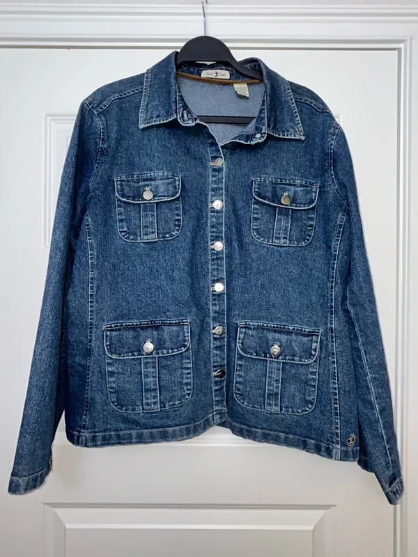 Vintage Duck Head Button Front Long Sleeve Chore Denim Jacket Coat Size L - Image 4