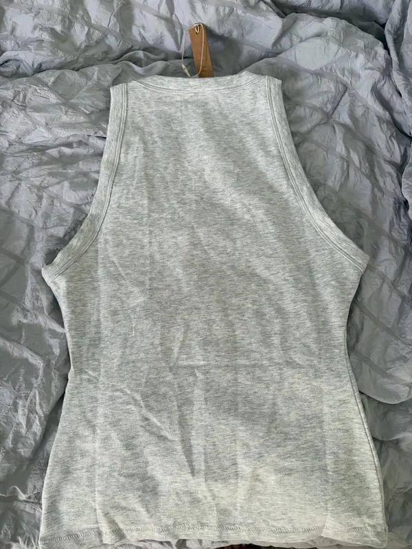 Light heathered Greg high neck cotton jersey tank top from Skims Size S - Image 3