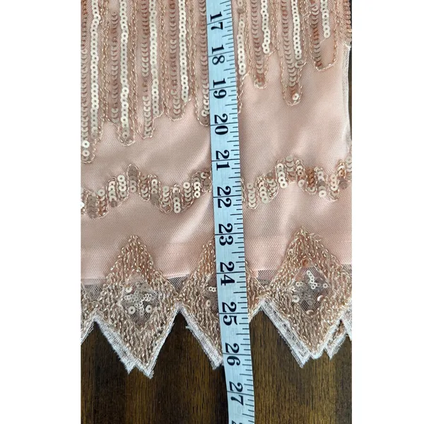 PrettyGuide Rose Gold Sequin Flapper Tank Top Sleeveless Mesh Scalloped Hem S‎ - Image 11
