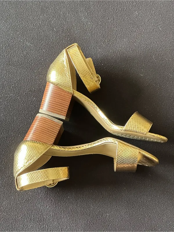 Michael Kors Lena Flex Mid Embossed Metallic Leather Sandals – Like New! - Image 4